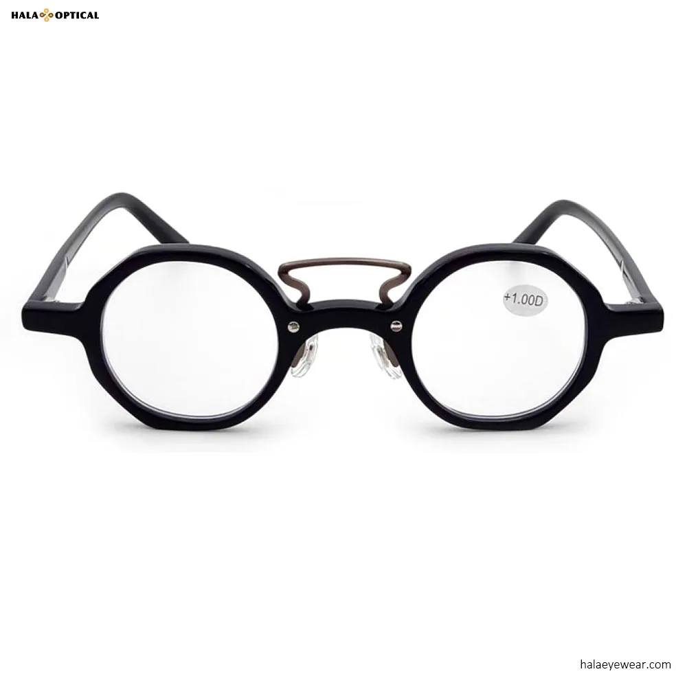 Handcrafted Vintage Round Acetate Reading Glasses with Ready Stock