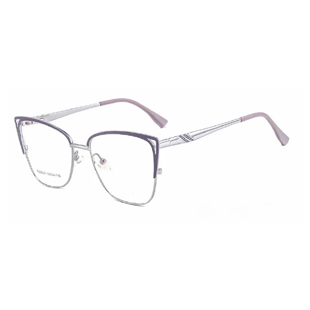 Women's Metal Spectacle frame Wholesaler from China, Purple Silver