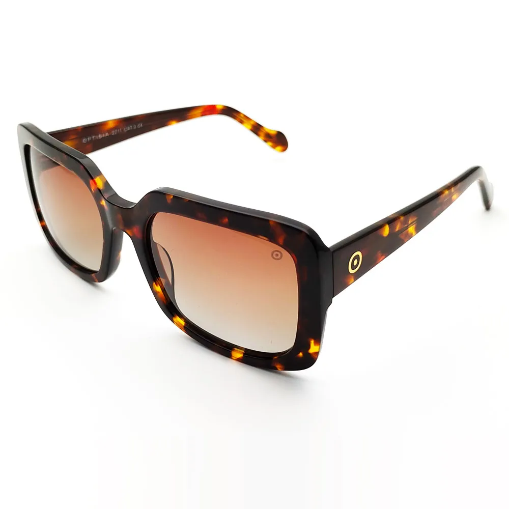 Tortoise Square Acetate Polarized Sunglasses for Women